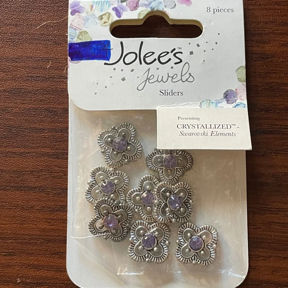 Jolees Jewels Sliders Square Tanzanite‎ Swarovski Elements 8 Pcs Craft Embellish